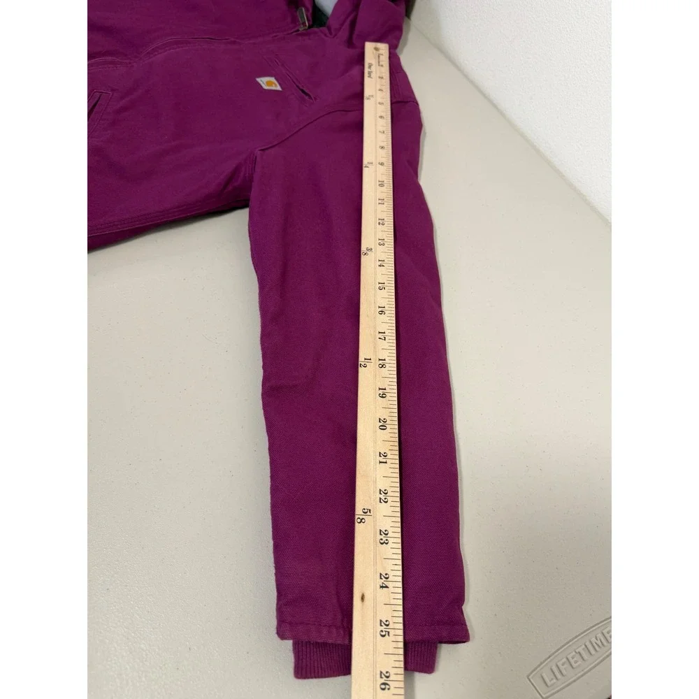 Carhartt Hooded Jacket Kids Size 14 Purple Sherpa Lined‎ Canvas Active Work Coat